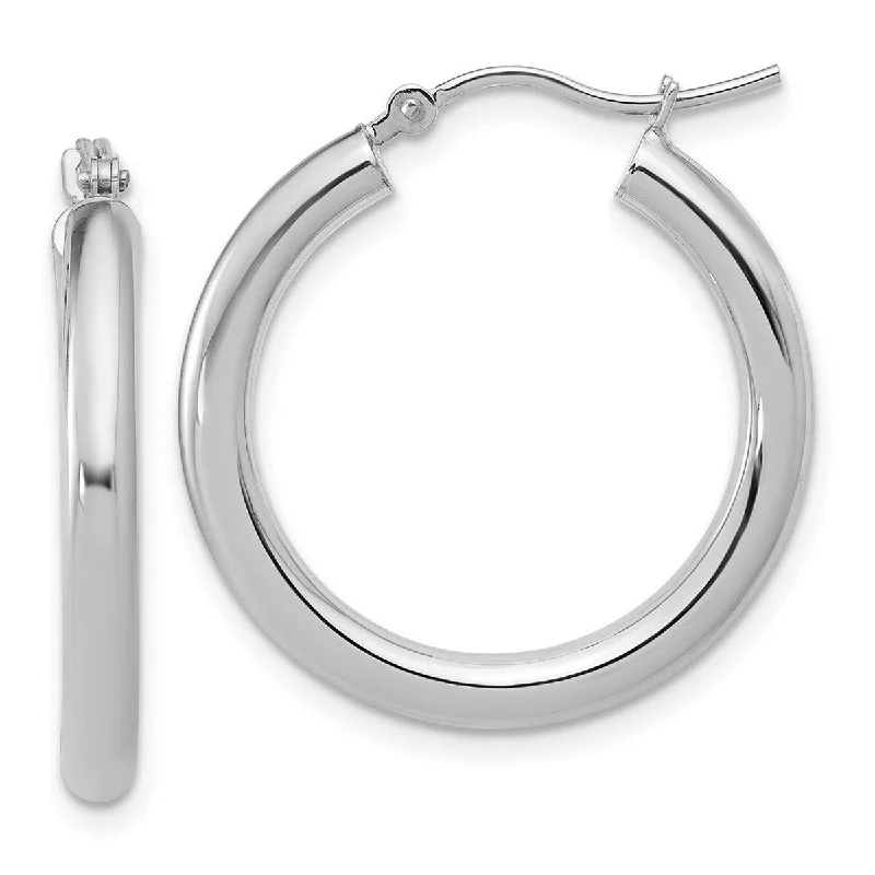 Best hoop earrings with tribal designs for a cultural and exotic aesthetic-Curata 14k White Gold 3x26mm Polished Classic Hoop Earrings