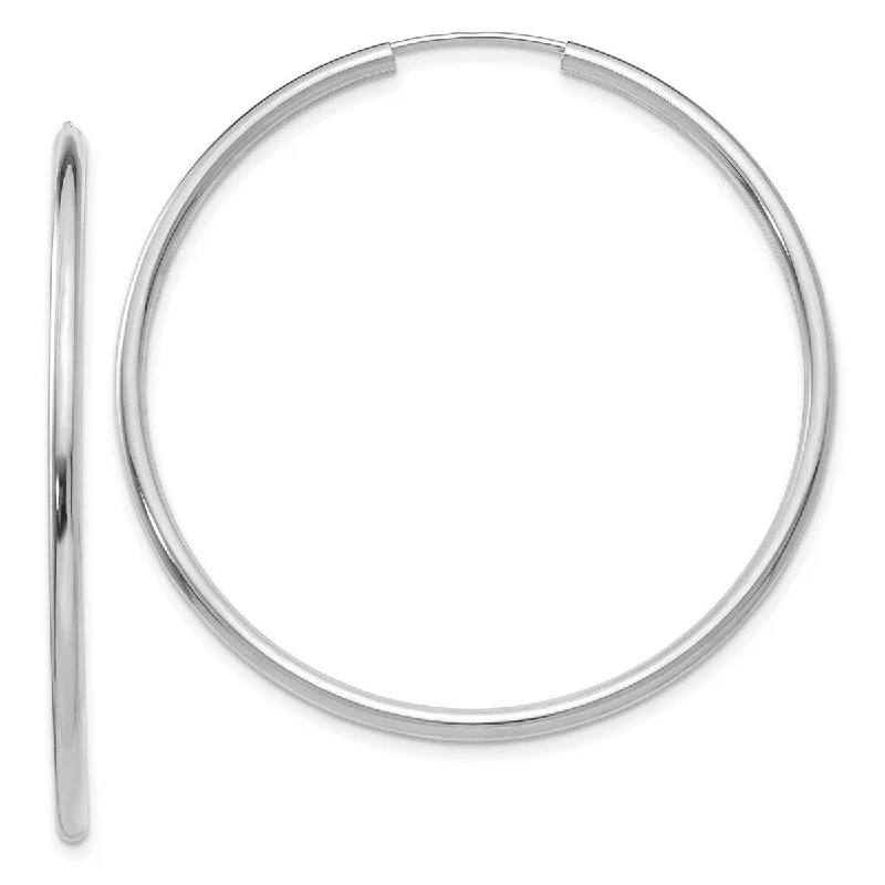 Best hoop earrings with geometric cuts for a sharp, modern appeal-Curata 14k White Gold 41x2mm Polished Endless Hoop Earrings