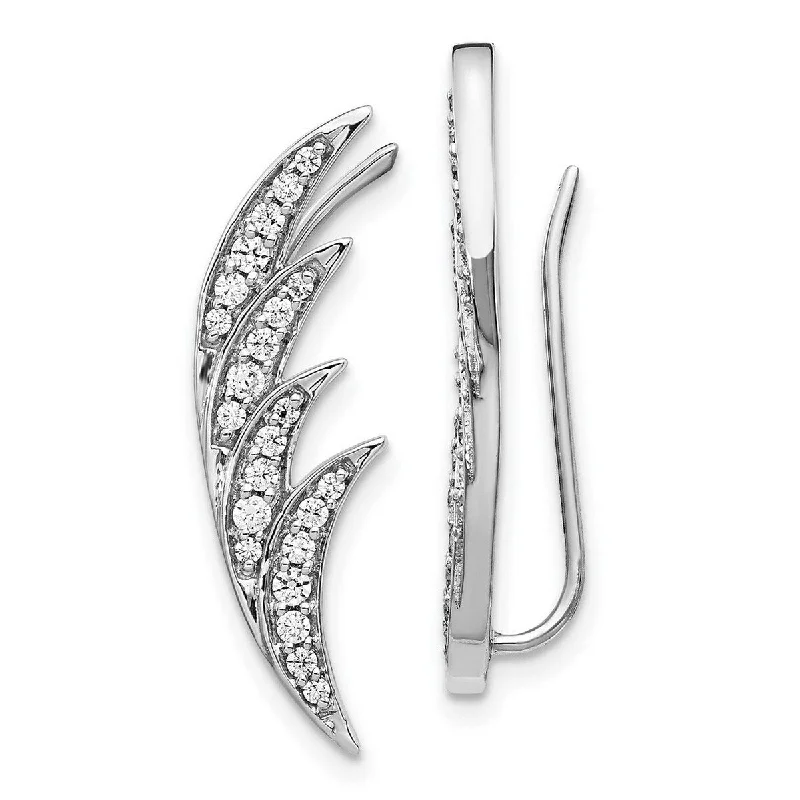 Hoop earrings with diamond-cut surfaces for added sparkle and shine-Curata 14k White Gold Diamond Earrings Measures 26x8mm Wide