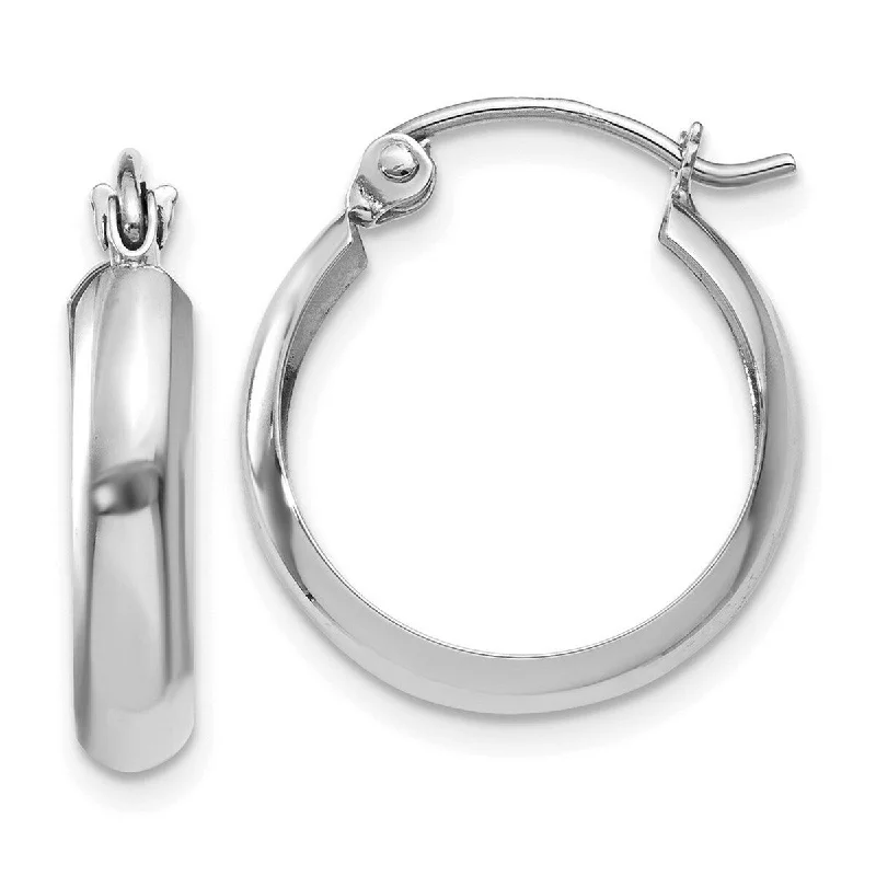 Best hoop earrings with vintage coins for a retro, antique-inspired style-Curata 14k White Gold Polished 3.5x14mm Hoop Earrings