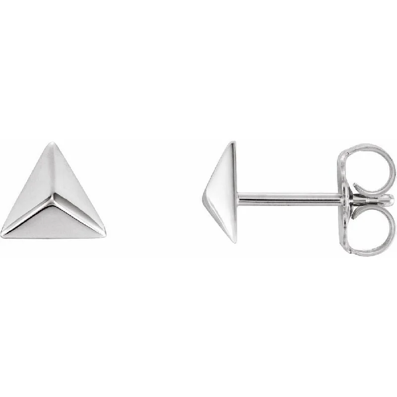 Best hoop earrings with hammered gold for a rustic yet elegant look-Curata 14k White Gold Polished Pyramid Earrings