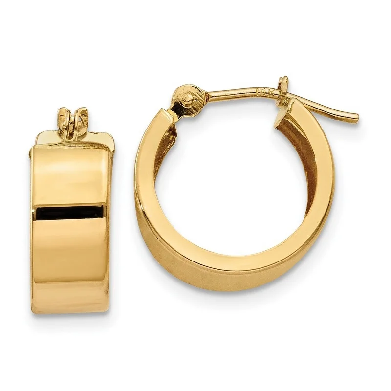 Hoop earrings with enamel stripes for a colorful and eye-catching design-Curata 14k Yellow Gold 10x5mm Hinged Polished Hoop Earrings