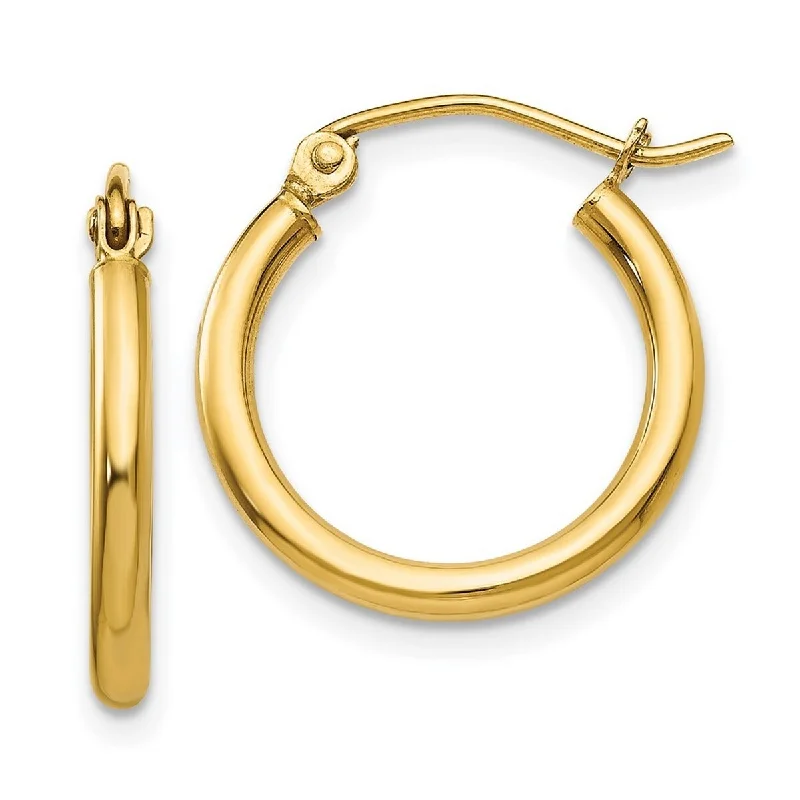 Hoop earrings with abstract shapes for an artistic and creative touch-Curata 14k Yellow Gold Lightweight Polished 2x17mm Round Hoop Earrings