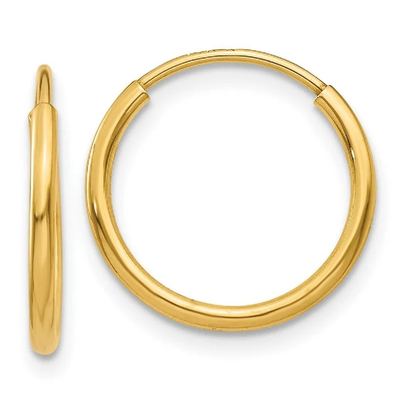 Hoop earrings with gold accents for a warm, elegant statement piece-Curata 14k Yellow Gold Polished 1.25x13mm Endless Hoop Earrings