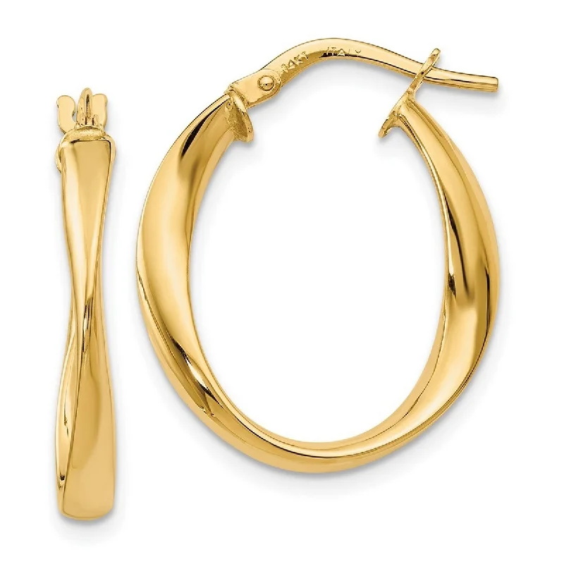 Hoop earrings with a matte finish for a sleek and sophisticated appearance-Curata 14k Yellow Gold Polished 3x24mm Twist Hoop Earrings