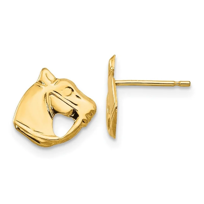 Best hoop earrings with snake chain details for a sleek and modern touch-Curata 14k Yellow Gold Polished Horse Head Post Earrings - - 8x9mm