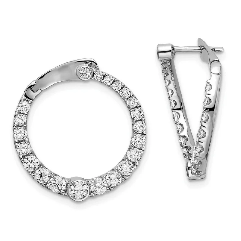 Best hoop earrings with oval shapes for a unique and elongated design-Curata 925 Sterling Silver CZ Cubic Zirconia Simulated Diamond Circle Front and Back Earrings Measures 22.3x22mm Wide 10mm Thick