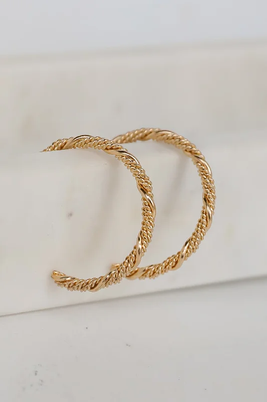 Hoop earrings with diamond-cut surfaces for added sparkle and shine-Diana Gold Twisted Hoop Earrings