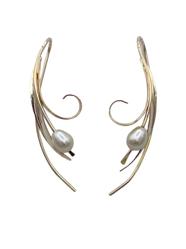 Best hoop earrings with geometric cuts for a sharp, modern appeal-E248SW - Minimalist Threader - Wild Pearl