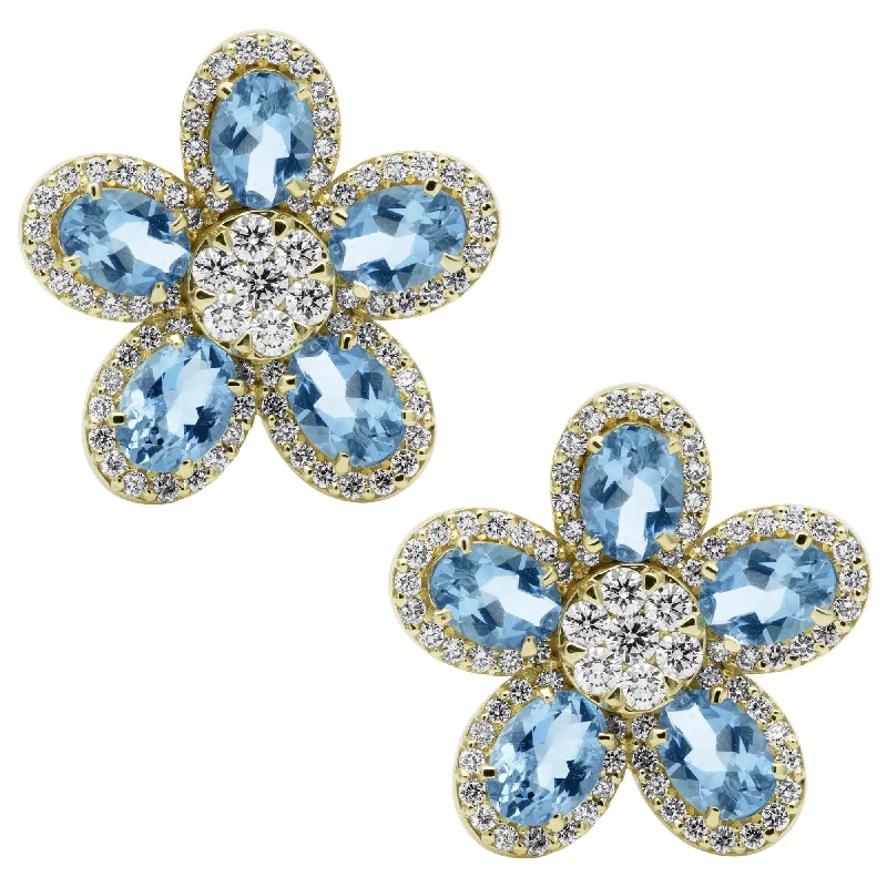 Best hoop earrings with sparkling cubic zirconia for a brilliant, budget-friendly effect-Earrings - Aquamarine And Diamond