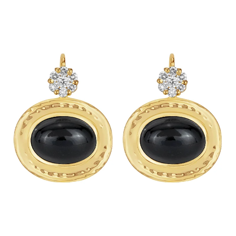 Best hoop earrings with delicate chain details for a trendy and stylish design-Earrings - Black Onyx And Diamond