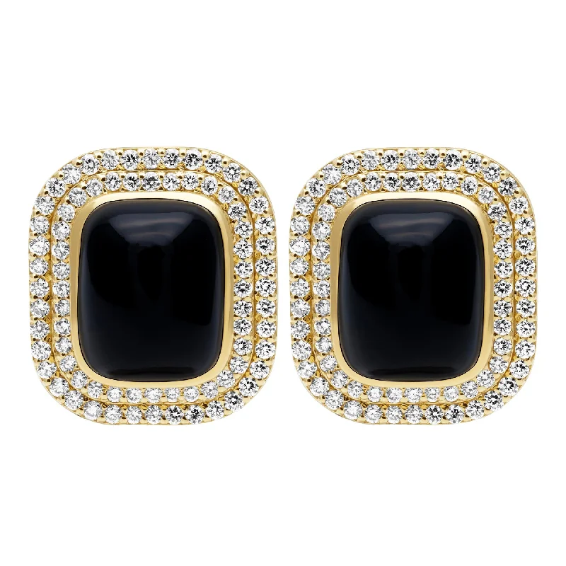 Best hoop earrings with snake chain details for a sleek and modern touch-Earrings - Black Onyx And Diamond