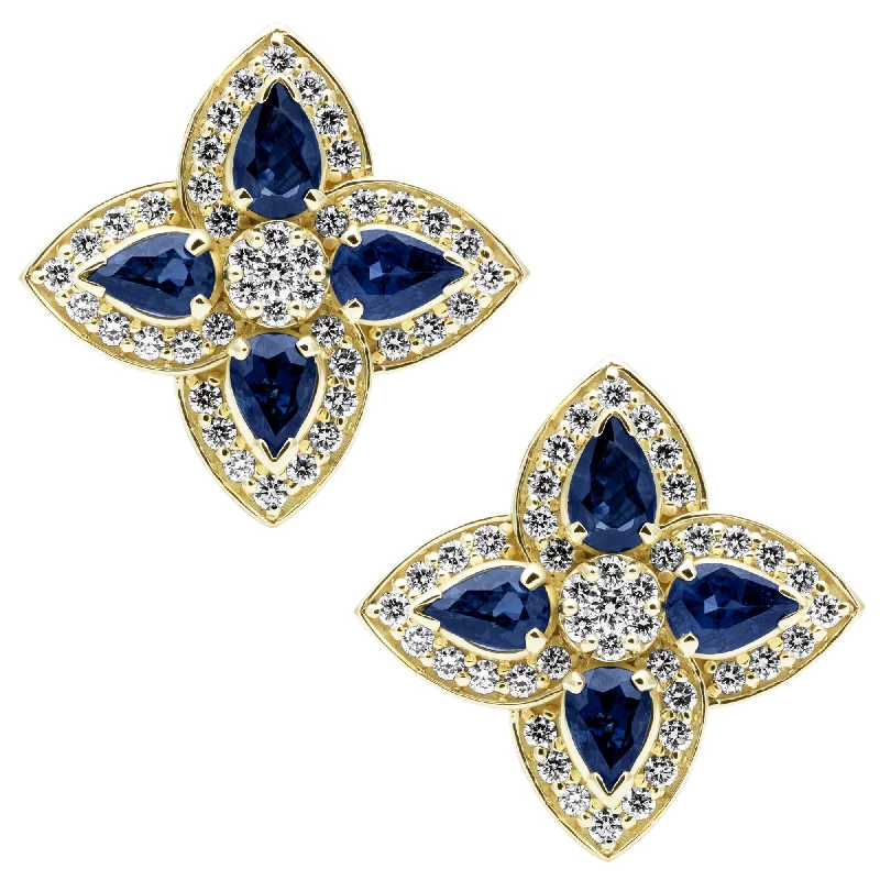 Best hoop earrings with minimal embellishments for a sleek and modern look-Earrings - Blue Sapphire And Diamond