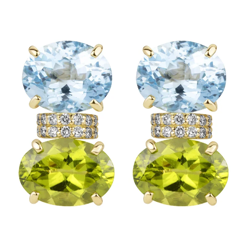 Best hoop earrings with smooth ceramic finishes for a polished, clean style-Earrings - Blue Topaz, Peridot And Diamond