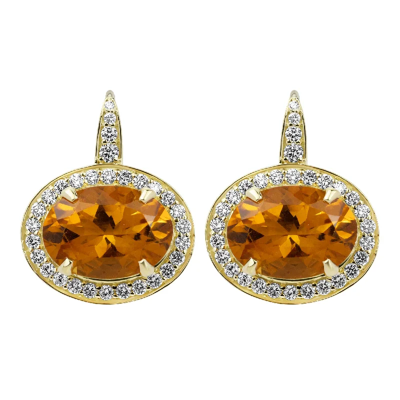 Best hoop earrings with lever-back closures for secure and easy wear-Earrings - Citrine And Diamond