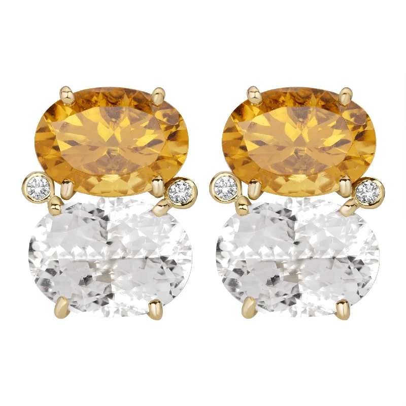 Best hoop earrings with hammered gold for a rustic yet elegant look-Earrings - Citrine, Crystal And Diamond