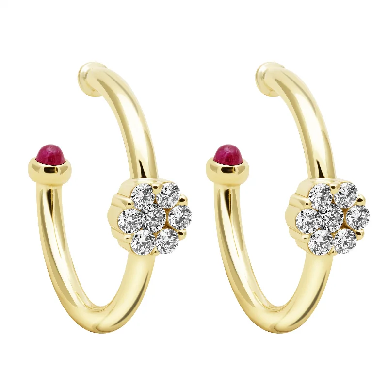 Hoop earrings with intricate designs for a unique and artistic appearance-Earrings - Diamond & Ruby