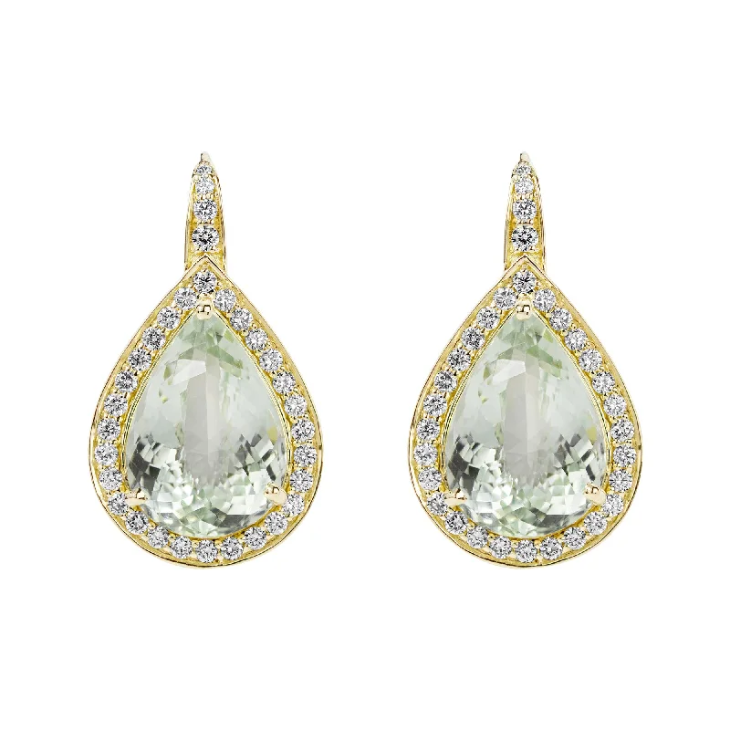 Best hoop earrings with minimalist designs for a clean and modern aesthetic-Earrings - Green Quartz And Diamond