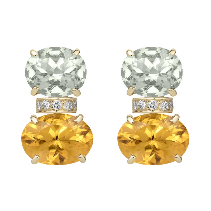 Best hoop earrings with vintage-style detailing for a nostalgic and timeless look-Earrings - Green Quartz, Citrine And Diamond