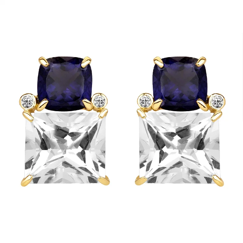 Best hoop earrings with blackened metal for an edgy and bold appearance-Earrings - Iolite, Crystal And Diamond