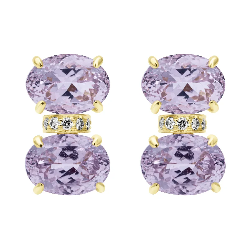 Best hoop earrings with matte finish for a sophisticated, understated design-Earrings - Kunzite And Diamond