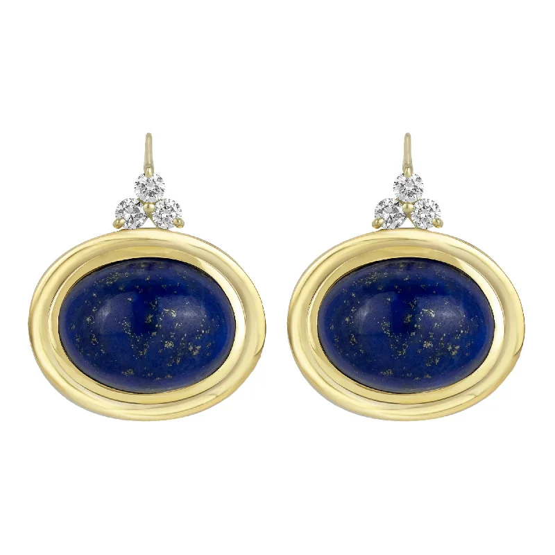 Small hoop earrings for a delicate and understated everyday wear-Earrings - Lapis Lazulli And Diamond