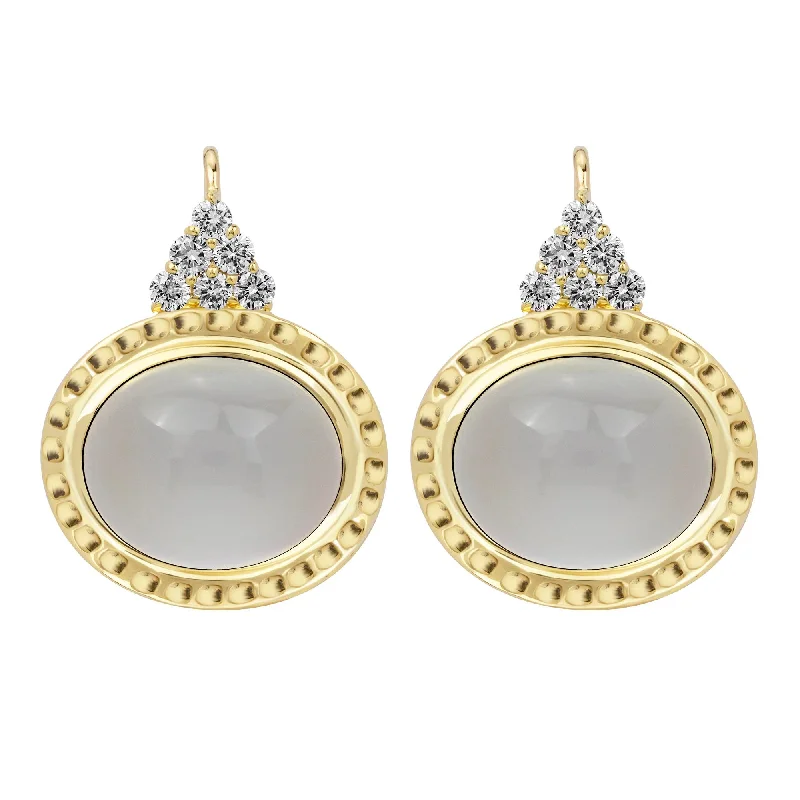 Hoop earrings with oversized designs for a bold, fashion-forward statement-Earrings - Moonstone And Diamond