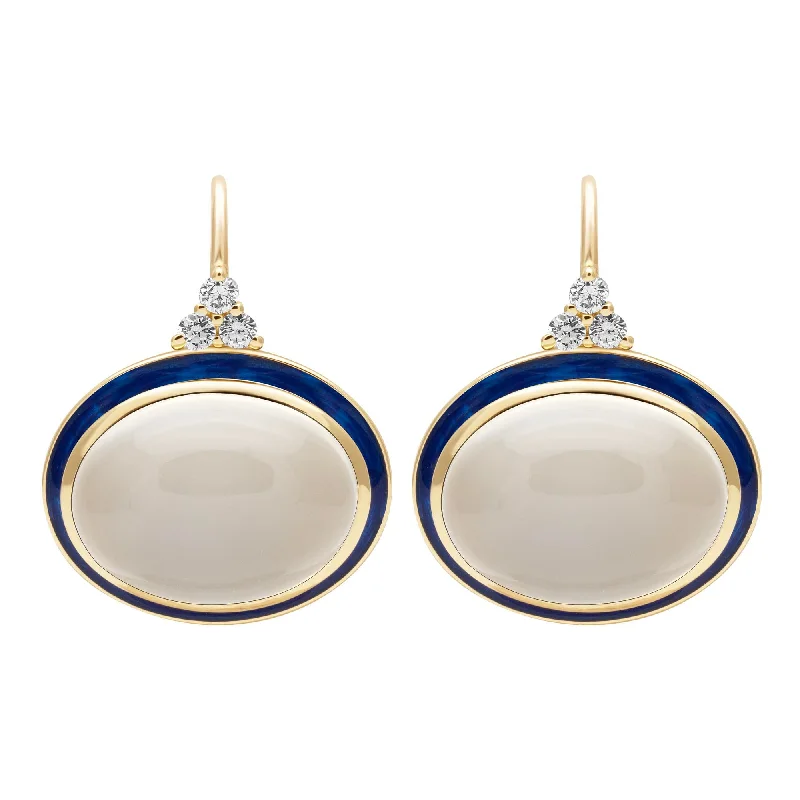 Medium hoop earrings for an everyday look with the perfect balance of style-Earrings - Moonstone And Diamond (enamel)