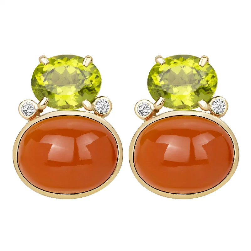 Best hoop earrings with oval shapes for a unique and elongated design-Earrings - Peridot, Cornellian And Diamond