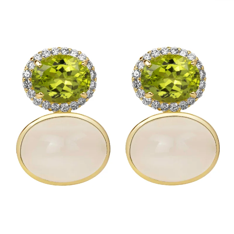 Best hoop earrings with butterfly motifs for a playful and whimsical appearance-Earrings - Peridot, Moon Stone And Diamond