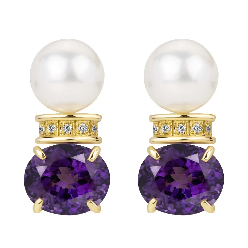 Best hoop earrings with minimal embellishments for a sleek and modern look-Earrings - South Sea Pearl, Amethyst And Diamond