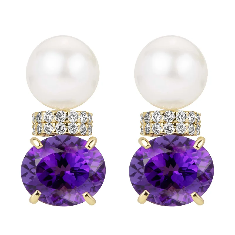 Hoop earrings with tortoiseshell designs for a chic and classic style-Earrings - South Sea Pearl, Amethyst And Diamond