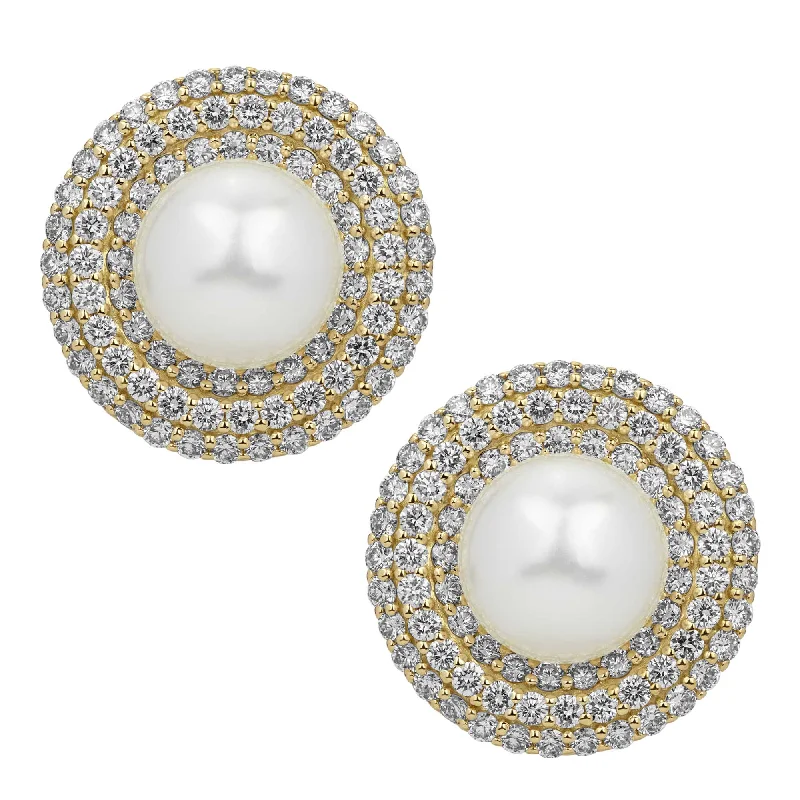 Best hoop earrings with gold for a luxurious and timeless look-Earrings - South Sea Pearl And Diamond