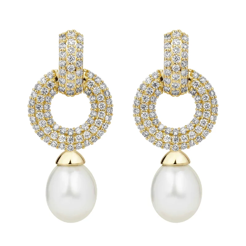 Best hoop earrings with geometric cuts for a sharp, modern appeal-Earrings - South Sea Pearl And Diamond