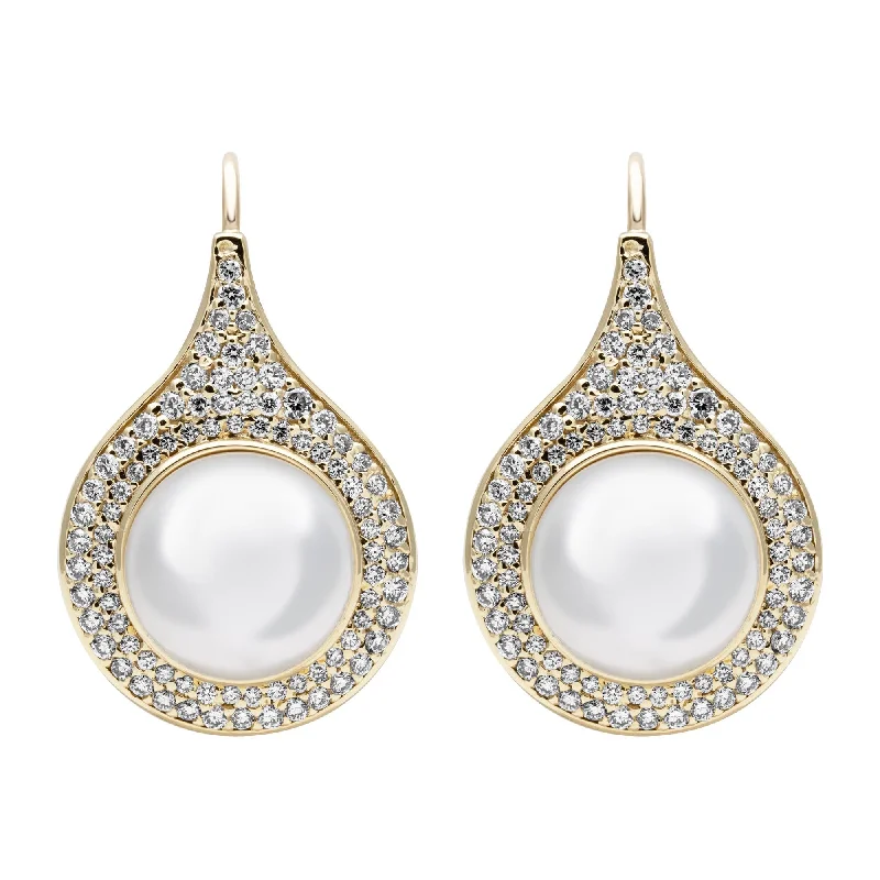 Hoop earrings with satin finishes for a smooth and elegant appearance-Earrings - South Sea Pearl And Diamond