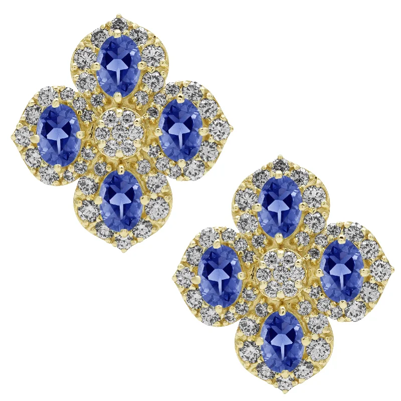 Best hoop earrings with stacked layers for a dimensional and bold look-Earrings - Tanzanite And Diamond