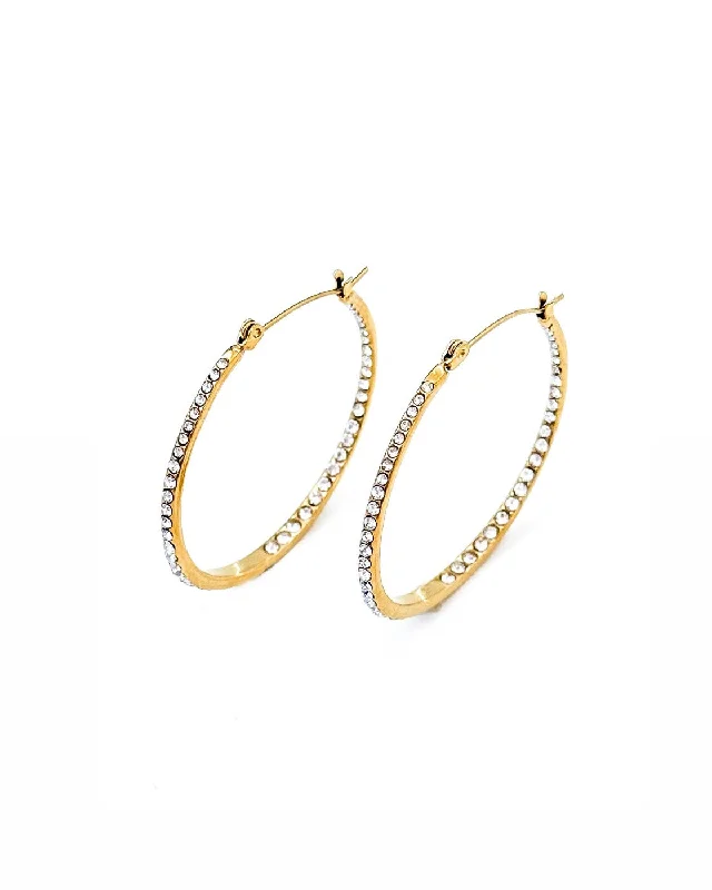 Hoop earrings with cut-out designs for a creative and lightweight effect-Echo Crystal Hoop Earrings || Choose Size