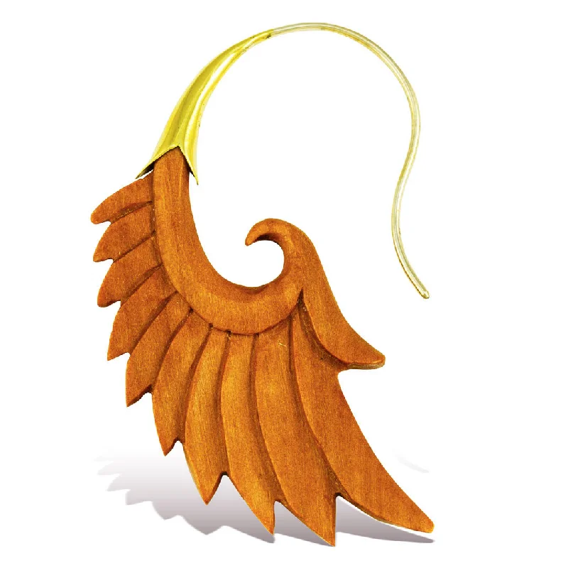 Best hoop earrings with crescent-shaped designs for a bold, moon-inspired style-<span>ESW-068<span>: </span></span>Shira Wings - Wood