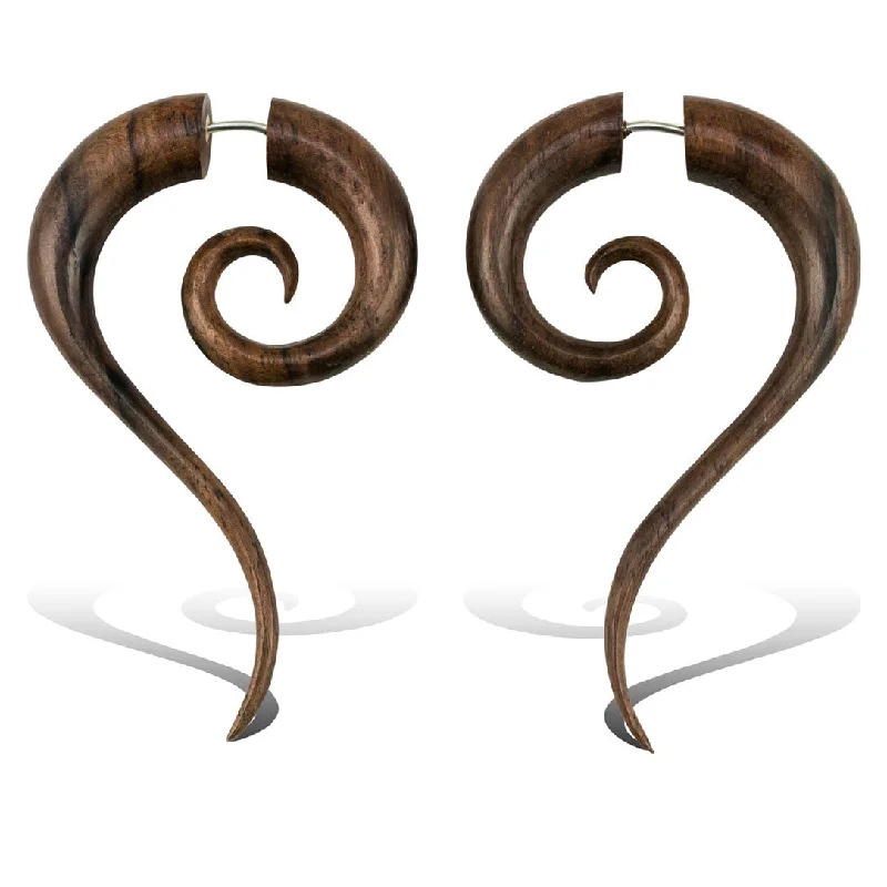 Hoop earrings with braided patterns for a detailed and textured finish-<span>EFW-305<span>: </span></span>Eternitys - Wood