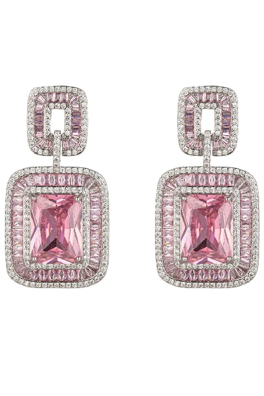 Best hoop earrings with vintage-style detailing for a nostalgic and timeless look-Eye Candy Los Angeles - Rose Pink CZ Dangle Earring