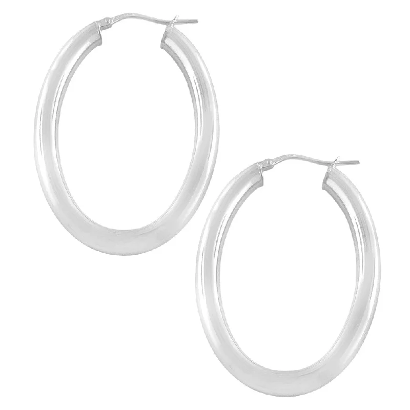 Best hoop earrings with detachable studs for a versatile and adjustable accessory-Fremada Sterling Silver Oval Polished Hoop Earrings