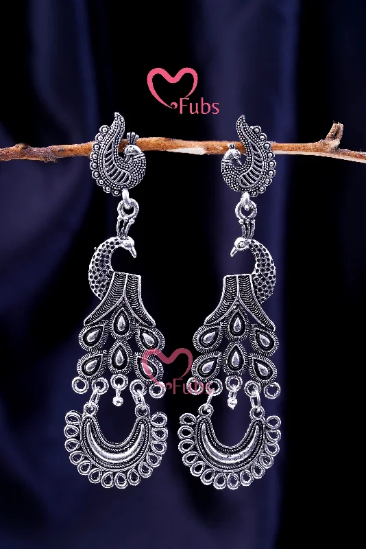 Hoop earrings with open designs for a modern, lighthearted vibe-Gorgeous Oxidised Peacock Jhumkas