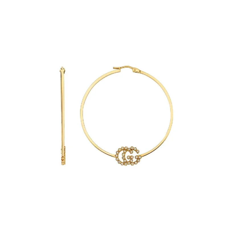 Hoop earrings with artistic filigree designs for an intricate, delicate finish-Gucci Yellow Gold GG Running Diamond Earrings