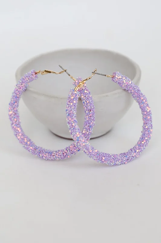 Hoop earrings with stacked layers for a bold and textured design-Isabelle Lavender Beaded Hoop Earrings