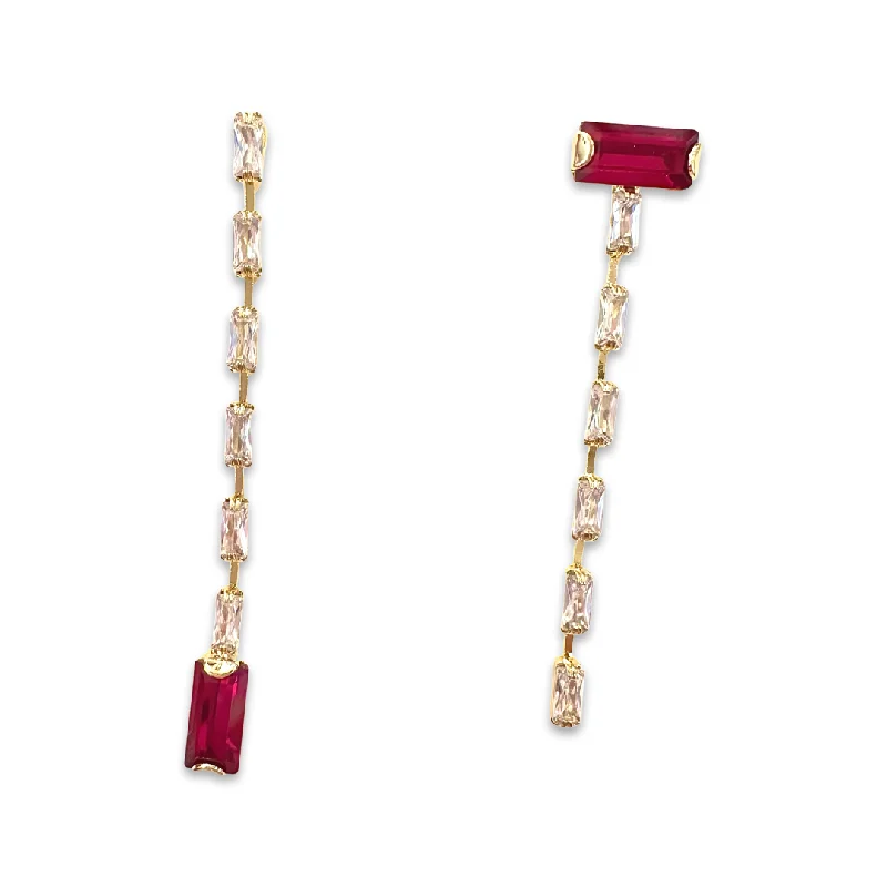 Hoop earrings with textured gold for a refined and sophisticated aesthetic-Krista Color Vertical Drop Statement Earrings