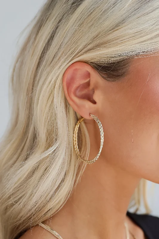 Best hoop earrings with gemstone accents for a colorful and elegant appearance-Maggie Gold Textured Double Hoop Earrings