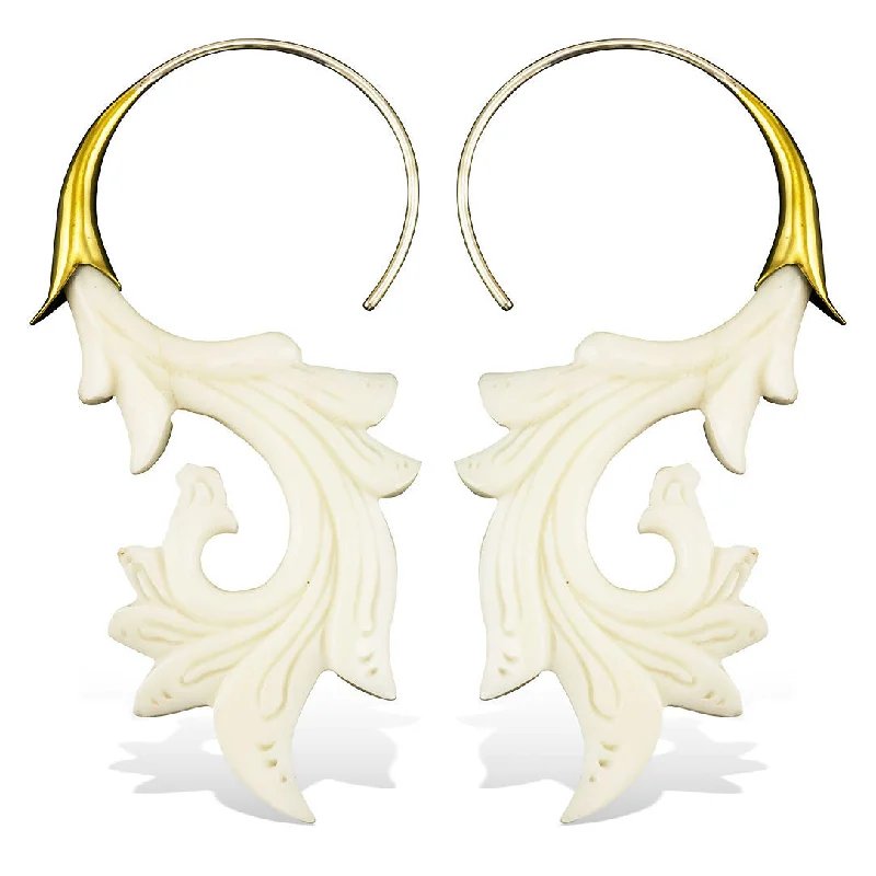 Hoop earrings with dangling charms for a playful and fun look-<span>ESB-406<span>: </span></span>Nikora Silver Curls - Bone