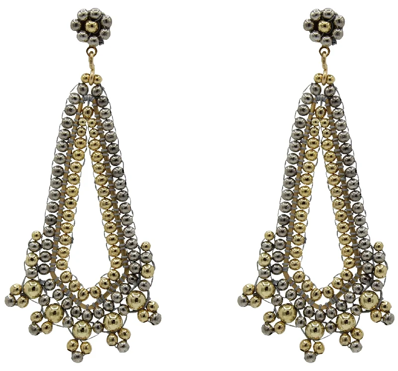 Hoop earrings with textured gold for a refined and sophisticated aesthetic-Nola Hand Beaded Earrings