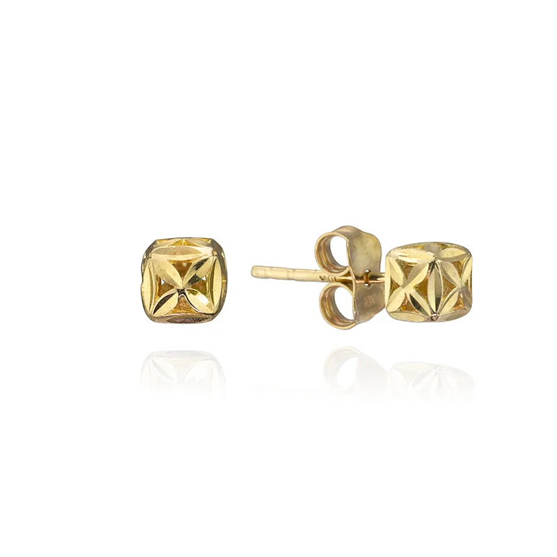 Best hoop earrings with geometric triangle shapes for a modern, chic design-10K Yellow Gold Vintage Cube Studs