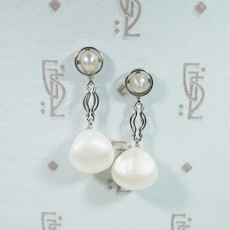 Hoop earrings with a chunky design for a bold and trendy statement-Perfect Edwardian Pearl & Platinum Earrings